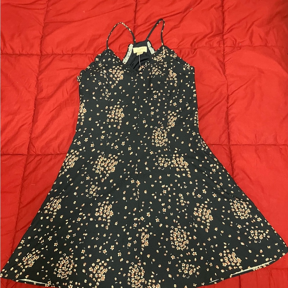 LOFT Navy and Floral Dress